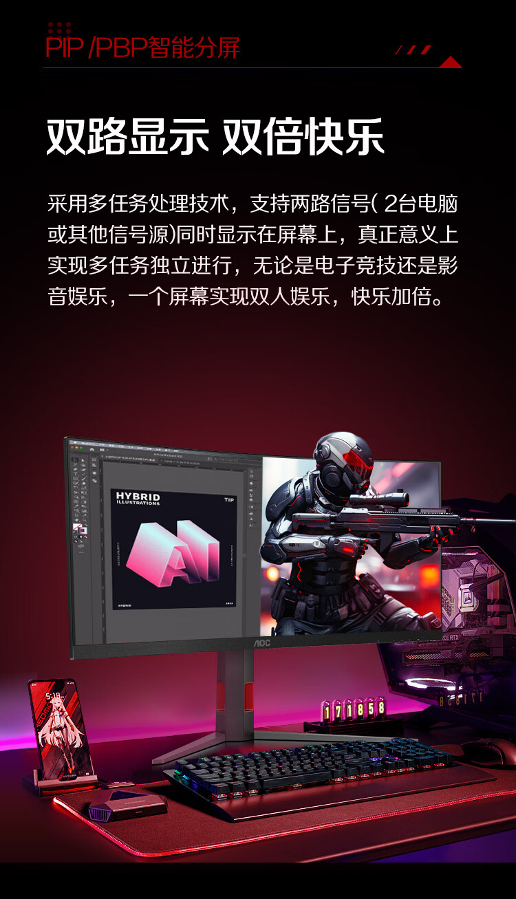 AOC CU34G4H 分屏功能